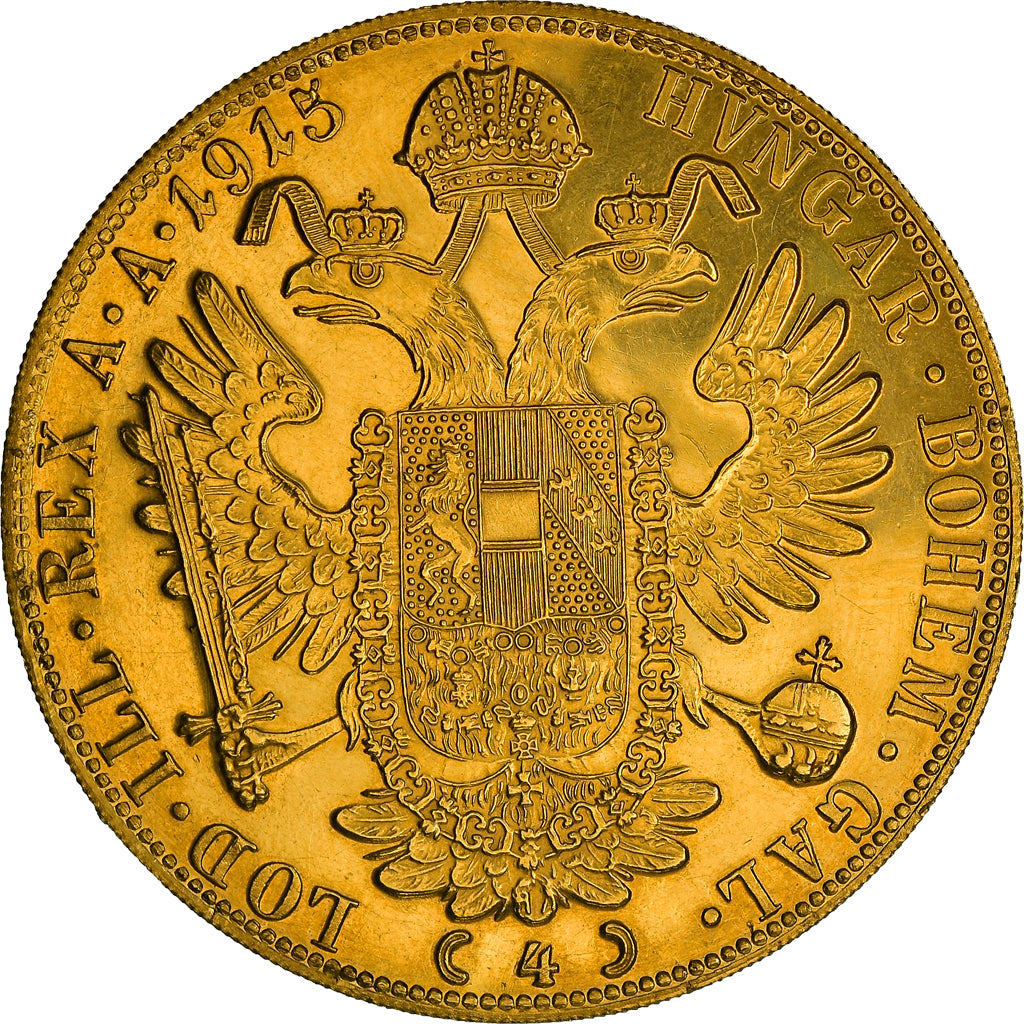 Moneta, Austria, Franz Joseph I, 4 Ducat, 1915, Vienne, Official restrike, BB+