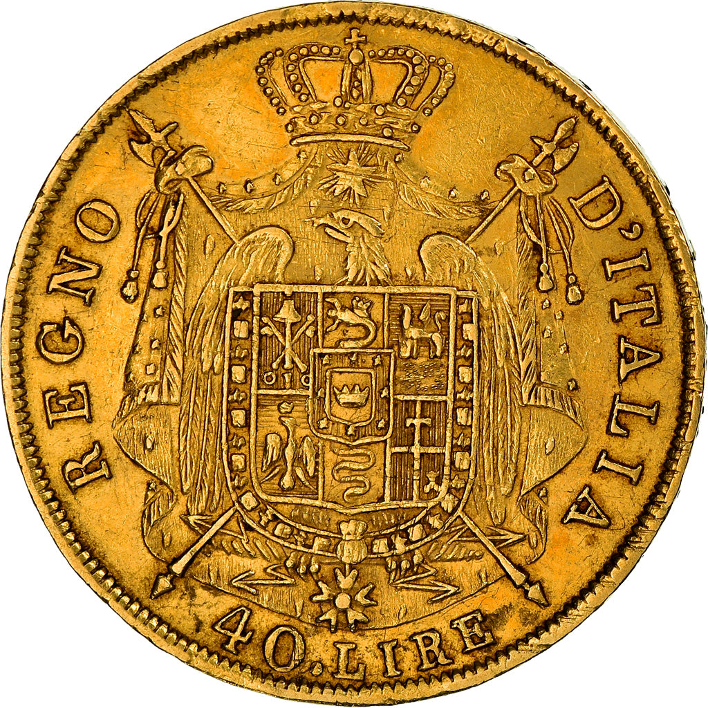 Monnaie, États italiens, KINGDOM OF NAPOLEON, Napoleon I, 40 Lire, 1812, Milan