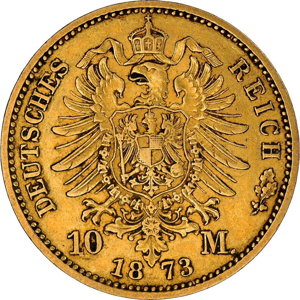 Munten, Duitse staten, PRUSSIA, Wilhelm I, 10 Mark, 1873, Berlin, ZF+, Goud