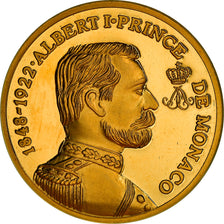 Mónaco, medalla, Albert Ier, FDC, Oro