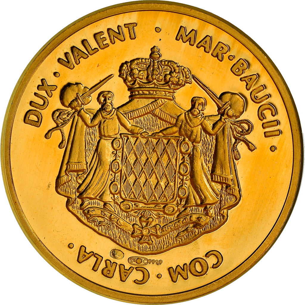 Mónaco, Medal, Rainier III et Grace, MS(65-70), Dourado