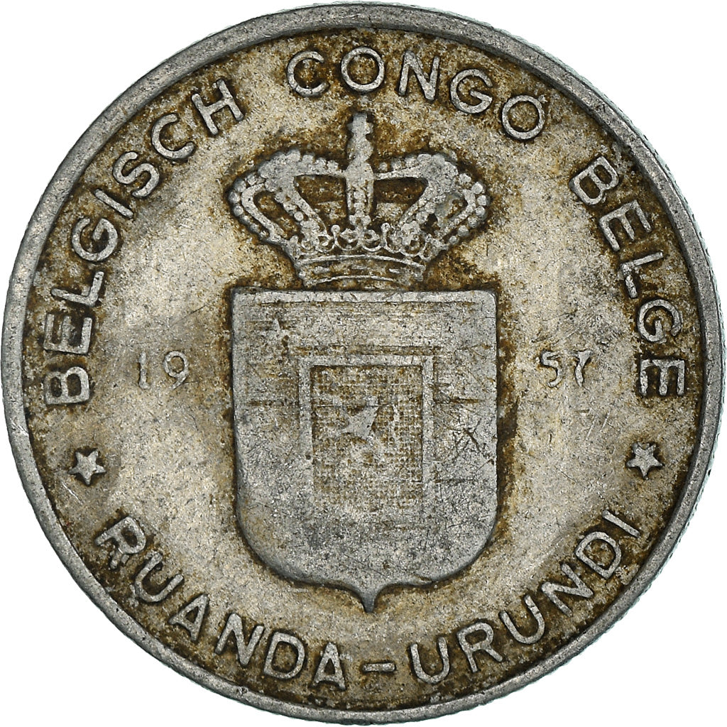 Moneta, Congo belga, RUANDA-URUNDI, Franc, 1957, MB+, Alluminio, KM:4