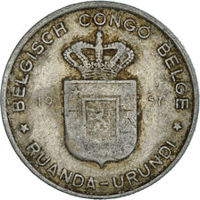 Coin, Belgian Congo, RUANDA-URUNDI, Franc, 1957, VF(30-35), Aluminum, KM:4