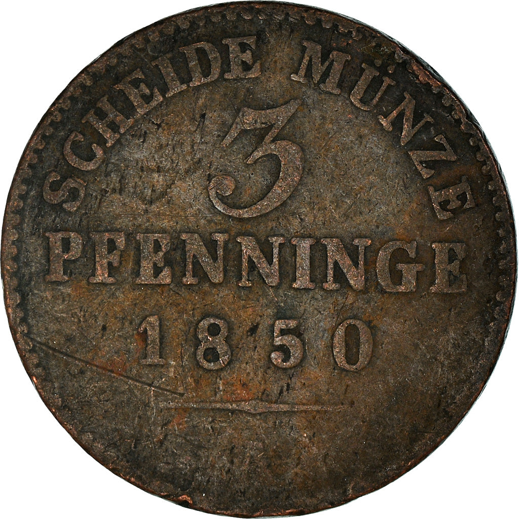 Coin, German States, PRUSSIA, Friedrich Wilhelm IV, 3 Pfennig, 1850, VF(20-25)
