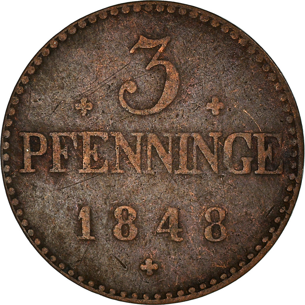 Coin, German States, MECKLENBURG-SCHWERIN, Friedrich Franz II, 3 Pfennig