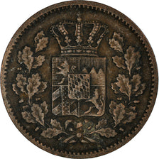 Münze, Deutsch Staaten, BAVARIA, Ludwig II, 2 Pfennig, 1865, S+, Kupfer, KM:857