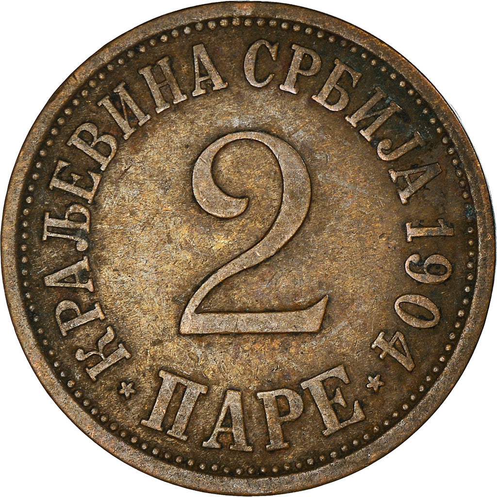 Coin, Serbia, Peter I, 2 Pare, 1904, EF(40-45), Bronze, KM:23