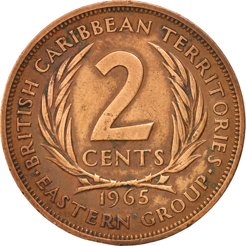 Monnaie, Etats des caraibes orientales, Elizabeth II, 2 Cents, 1965, TTB