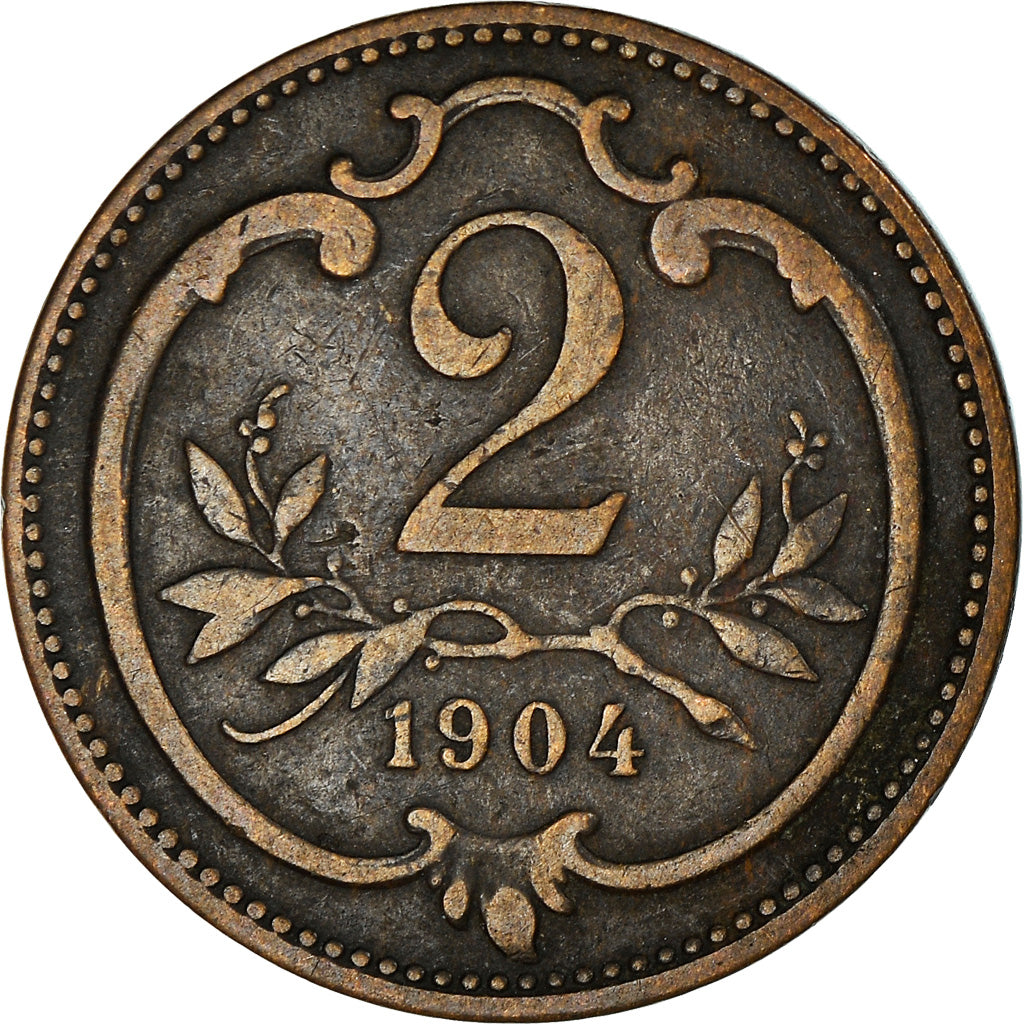 Coin, Austria, Franz Joseph I, 2 Heller, 1904, VF(30-35), Bronze, KM:2801
