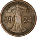 Munten, Duitsland, Weimarrepubliek, 2 Rentenpfennig, 1924, Munich, FR, Bronzen