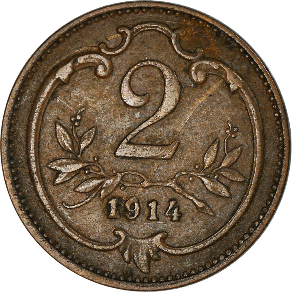 Münze, Österreich, Franz Joseph I, 2 Heller, 1914, SS, Bronze, KM:2801