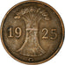 Monnaie, Allemagne, République de Weimar, Reichspfennig, 1925, Karlsruhe, TB+