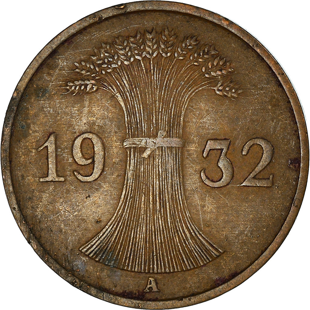 Coin, GERMANY, WEIMAR REPUBLIC, Reichspfennig, 1932, Berlin, EF(40-45), Bronze