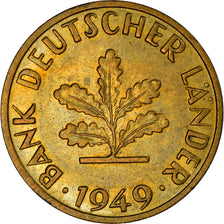 Münze, Bundesrepublik Deutschland, 10 Pfennig, 1949, Stuttgart, SS+, Brass Clad
