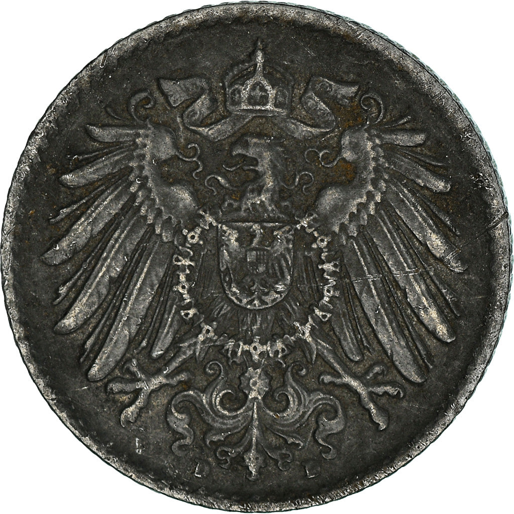 Coin, GERMANY - EMPIRE, 5 Pfennig, 1916, Munich, VF(20-25), Iron, KM:19