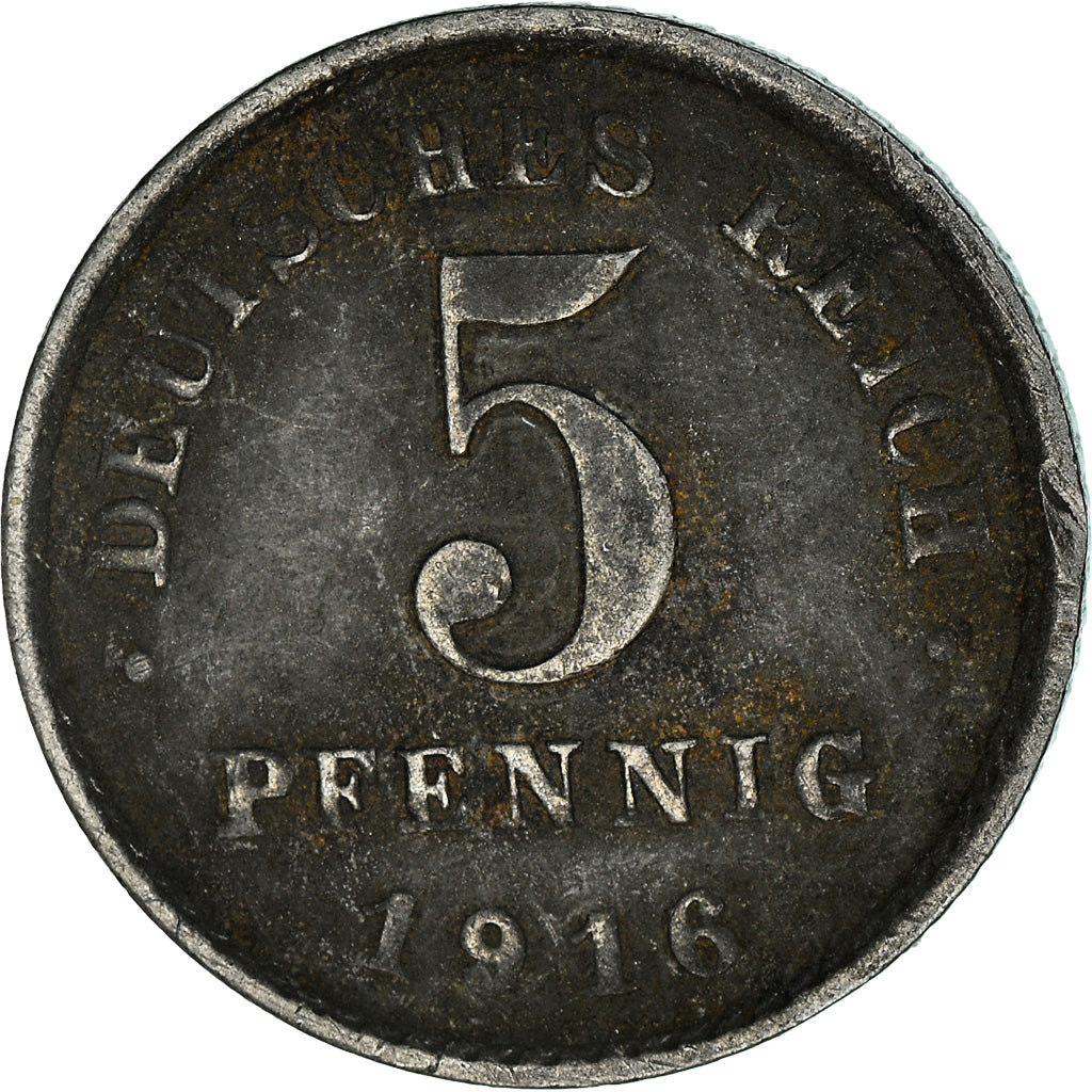 Coin, GERMANY - EMPIRE, 5 Pfennig, 1916, Munich, VF(20-25), Iron, KM:19
