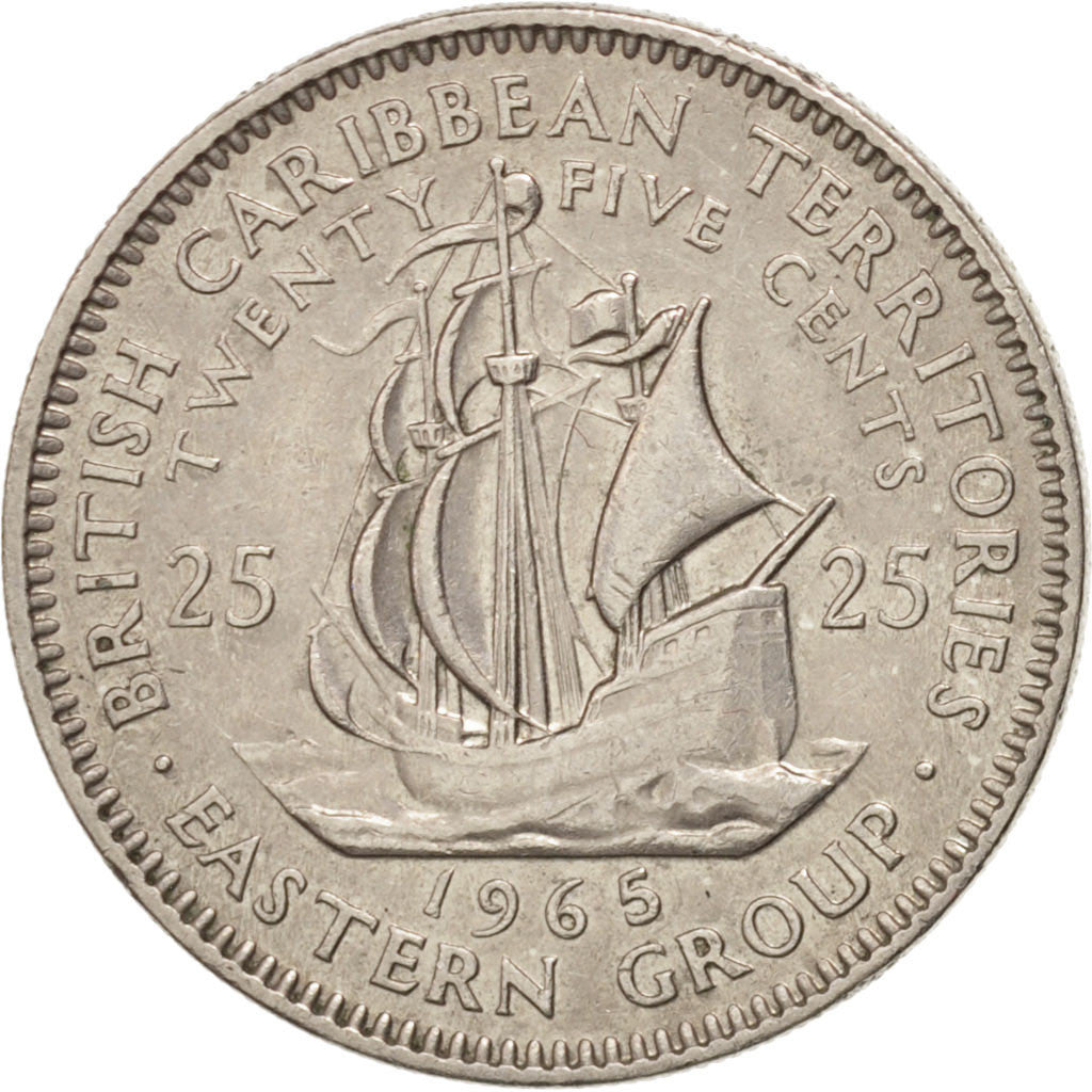 Territoires britanniques des Caraïbes, Elizabeth II, 25 Cents, 1965, KM 6
