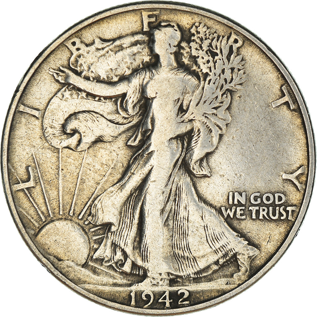 Coin, United States, Walking Liberty Half Dollar, Half Dollar, 1942, U.S. Mint