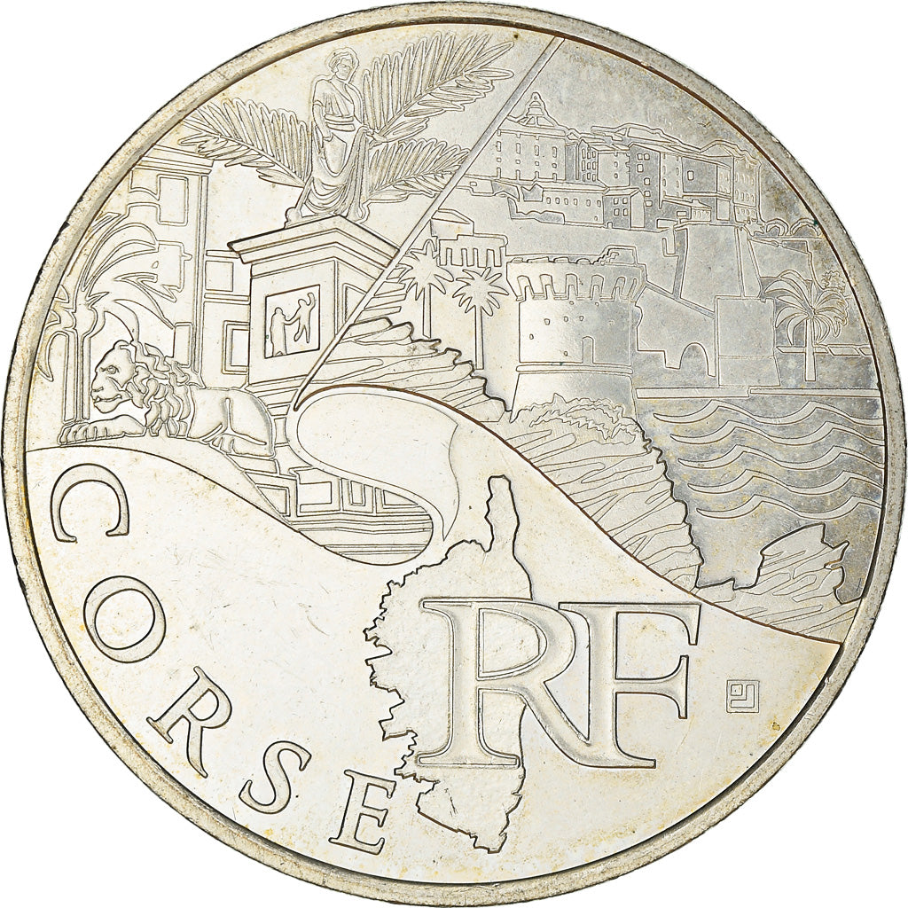 France, 10 Euro, Corse, 2011, Paris, MS(60-62), Silver, KM:1740