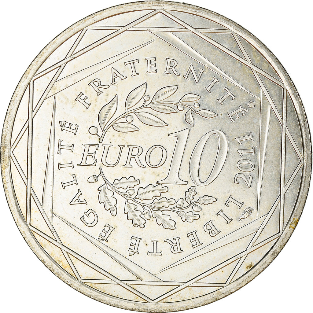 France, 10 Euro, Corse, 2011, Paris, MS(60-62), Silver, KM:1740