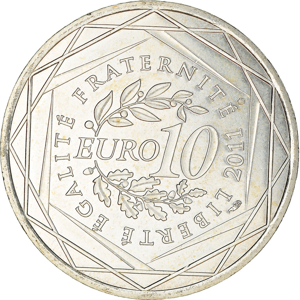 France, 10 Euro, 2011, Paris, Pays De La Loire, MS(63), Silver, KM:1746