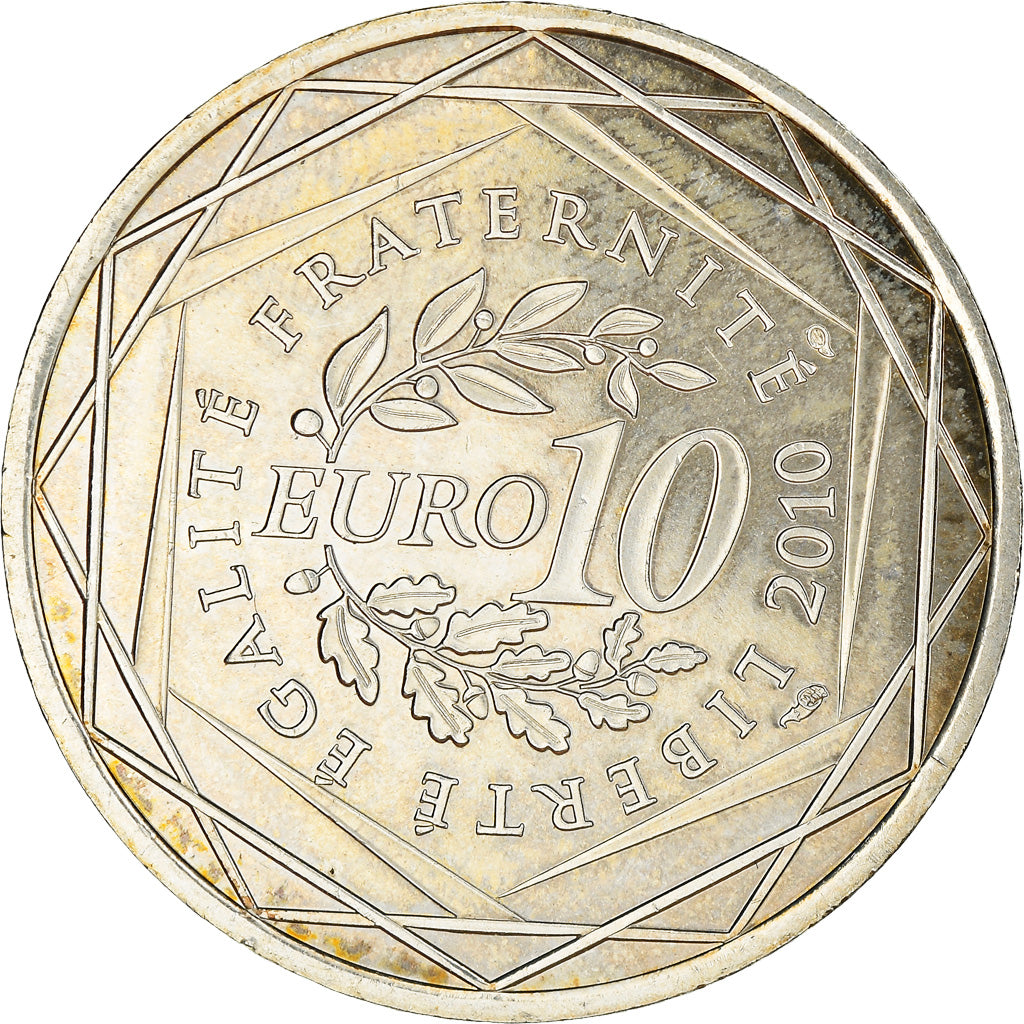 France, 10 Euro, Centre, 2010, Paris, MS(60-62), Silver, KM:1650