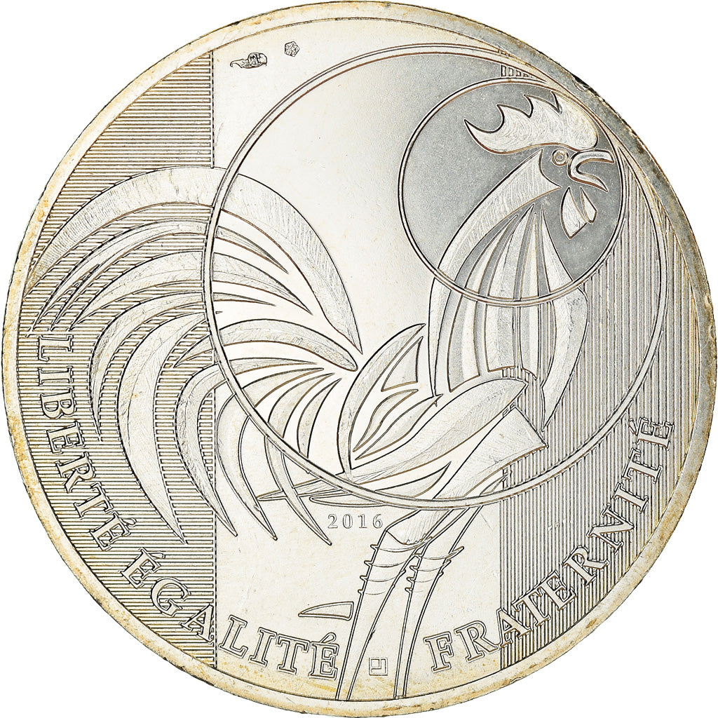 France, 10 Euro, Coq, 2016, MS(63), Silver, Gadoury:EU797