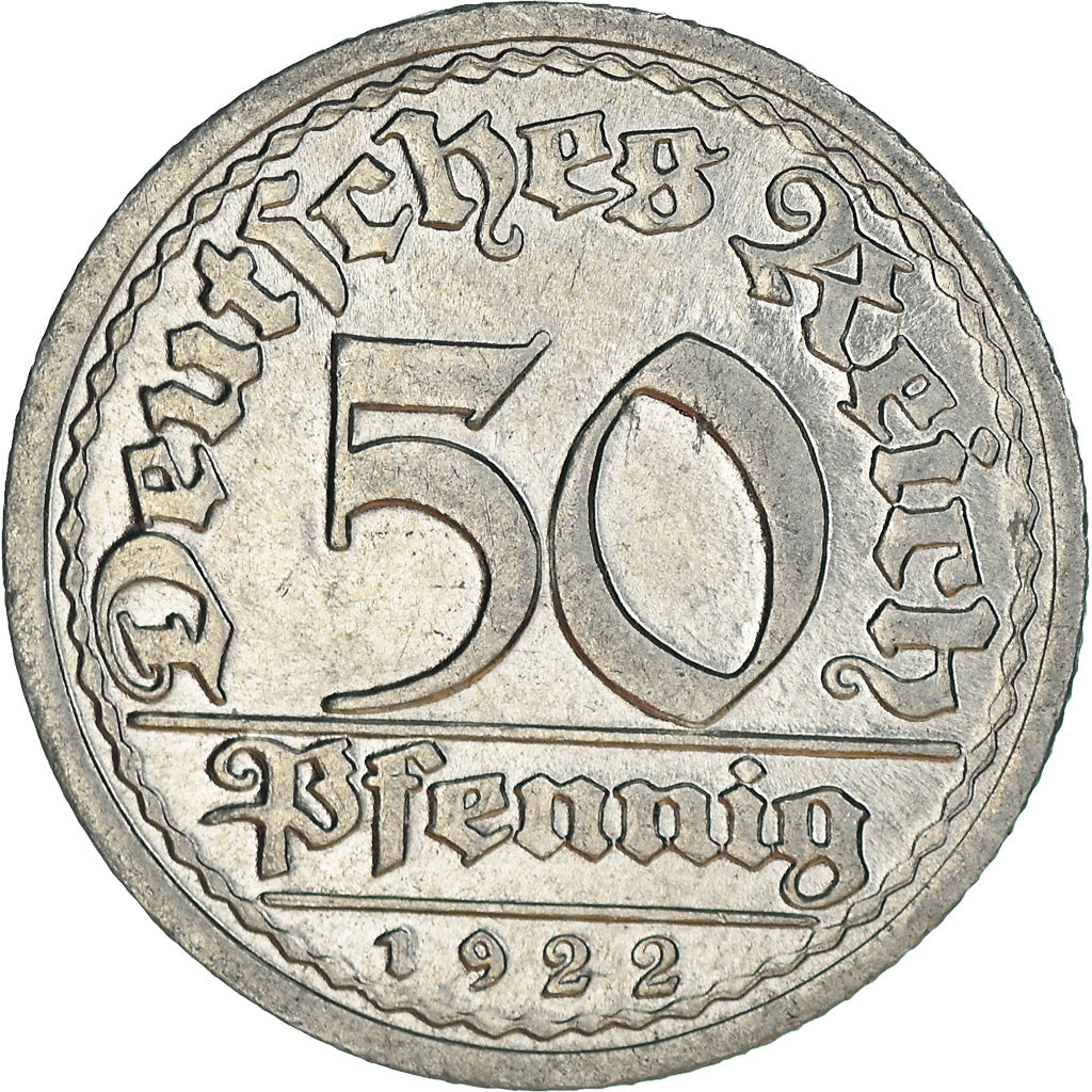Coin, GERMANY, WEIMAR REPUBLIC, 50 Pfennig, 1922, Karlsruhe, MS(60-62)