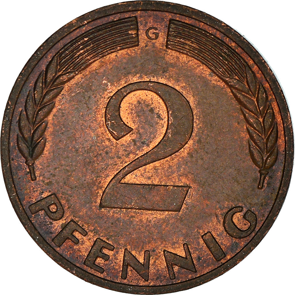 Coin, GERMANY - FEDERAL REPUBLIC, 2 Pfennig, 1969, Karlsruhe, AU(50-53), Copper