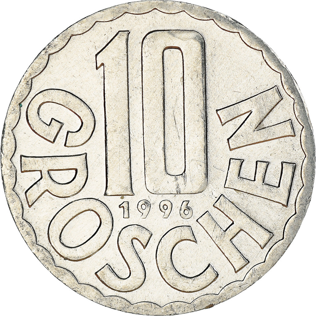 Coin, Austria, 10 Groschen, 1996, Vienna, AU(50-53), Aluminum, KM:2878