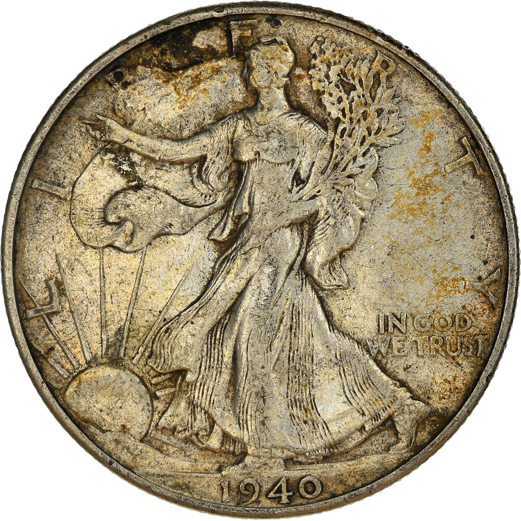 Coin, United States, Walking Liberty Half Dollar, Half Dollar, 1940, U.S. Mint