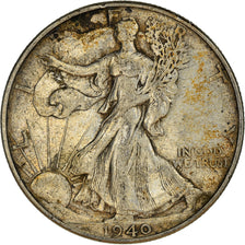 Coin, United States, Walking Liberty Half Dollar, Half Dollar, 1940, U.S. Mint