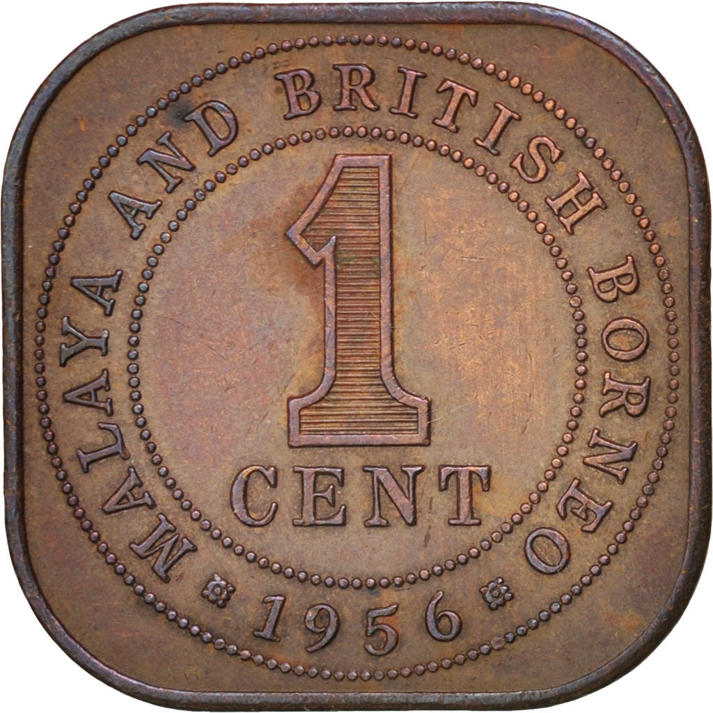 MALAYA & BRITISH BORNEO, Cent, 1956, KM #5, AU(55-58), Bronze, 4.18