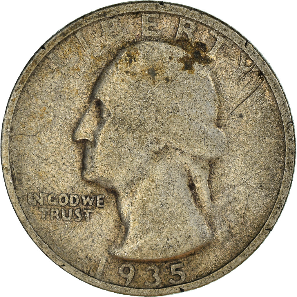 Moneta, Stati Uniti, Washington Quarter, Quarter, 1935, Denver, B+, Argento