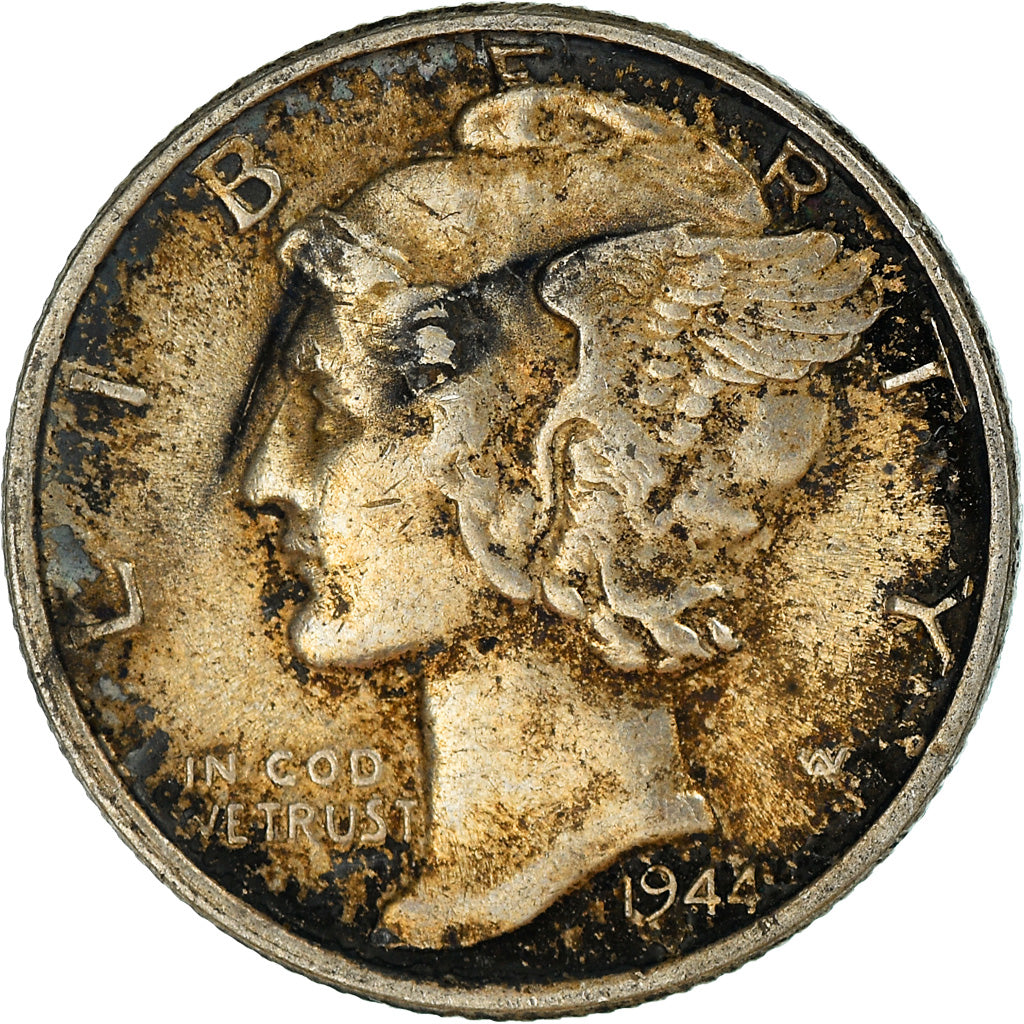 Coin, United States, Mercury Dime, Dime, 1944, U.S. Mint, Philadelphia