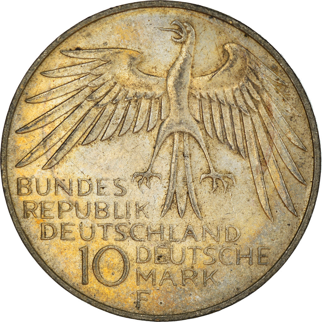 Coin, GERMANY - FEDERAL REPUBLIC, 10 Mark, 1972, Stuttgart, EF(40-45), Silver