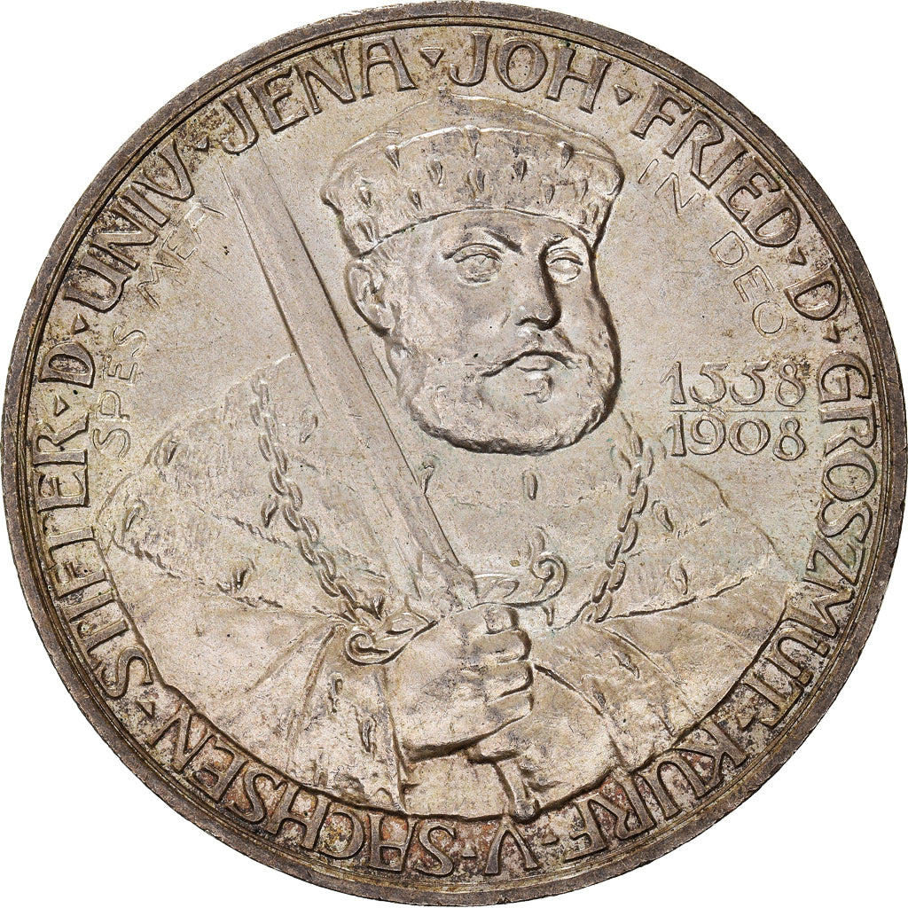 Moeda, Estados Alemães, SAXE-WEIMAR-EISENACH, Wilhelm Ernst, 5 Mark, 1908