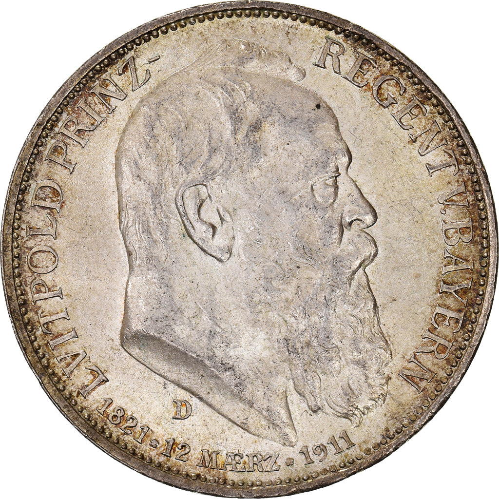 Coin, German States, BAVARIA, Otto, 3 Mark, 1911, Munich, MS(60-62), Silver