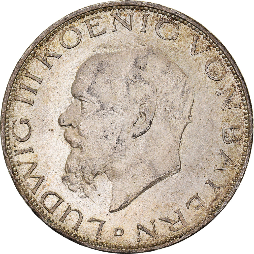 Moneda, Estados alemanes, BAVARIA, Ludwig III, 3 Mark, 1914, Munich, MBC+