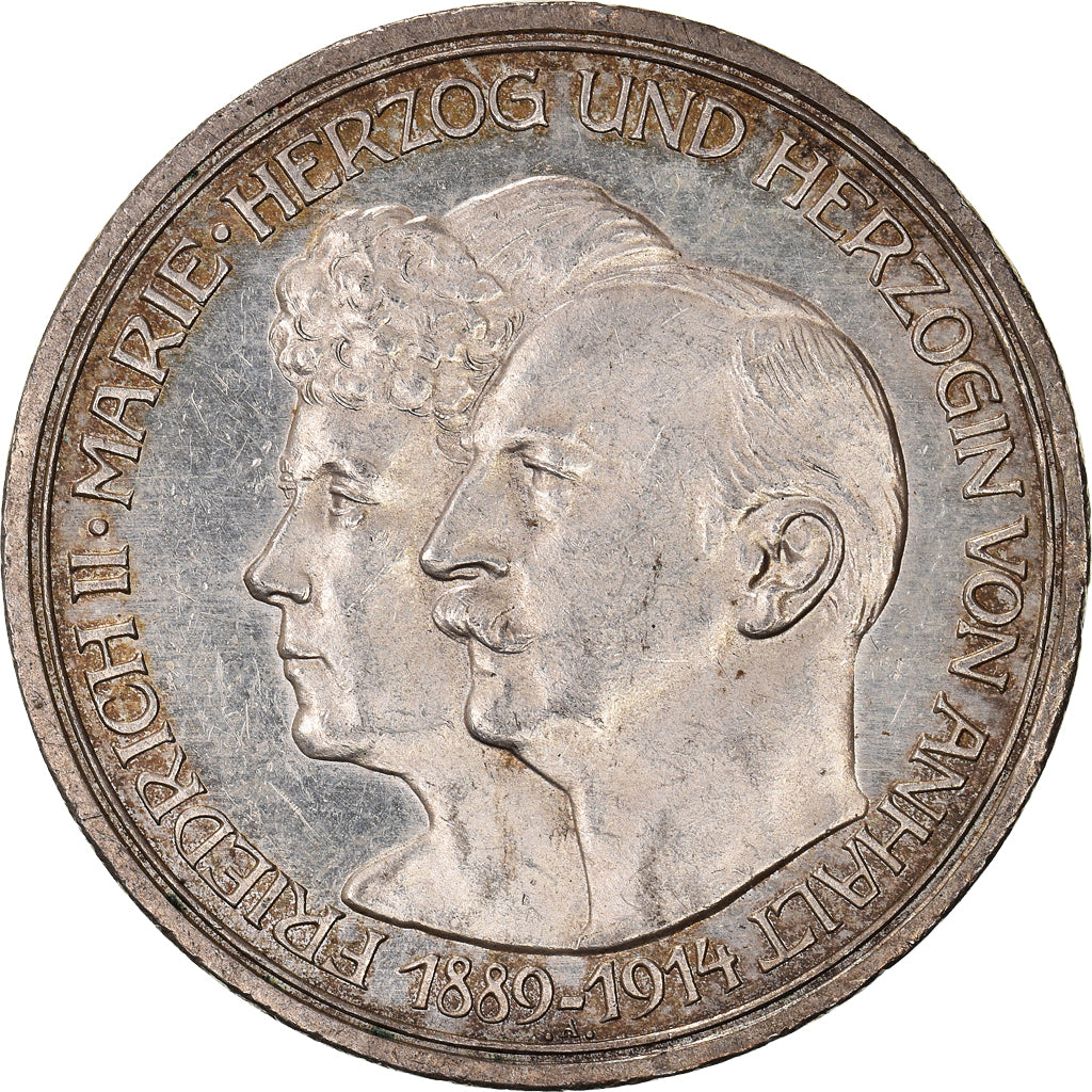 Coin, German States, ANHALT-DESSAU, Friedrich II, 3 Mark, 1914, Berlin