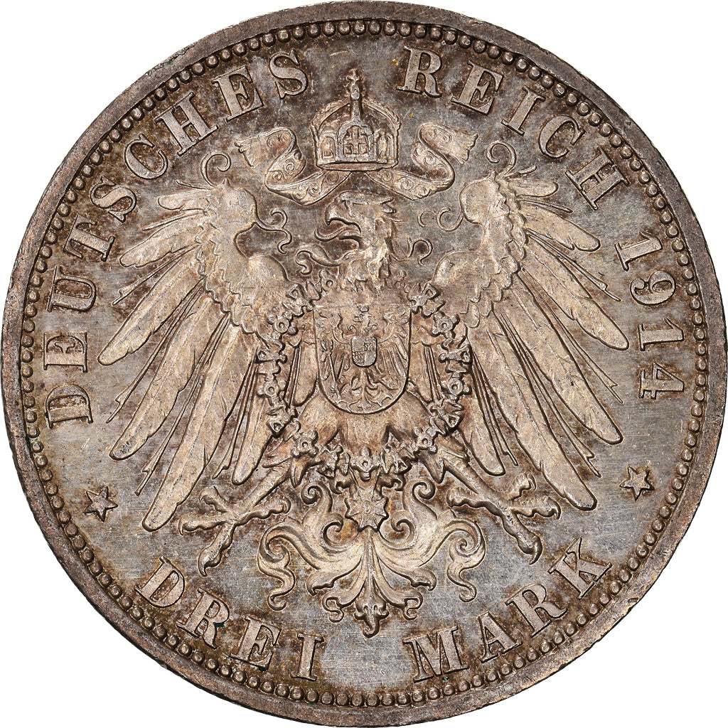 Coin, German States, ANHALT-DESSAU, Friedrich II, 3 Mark, 1914, Berlin