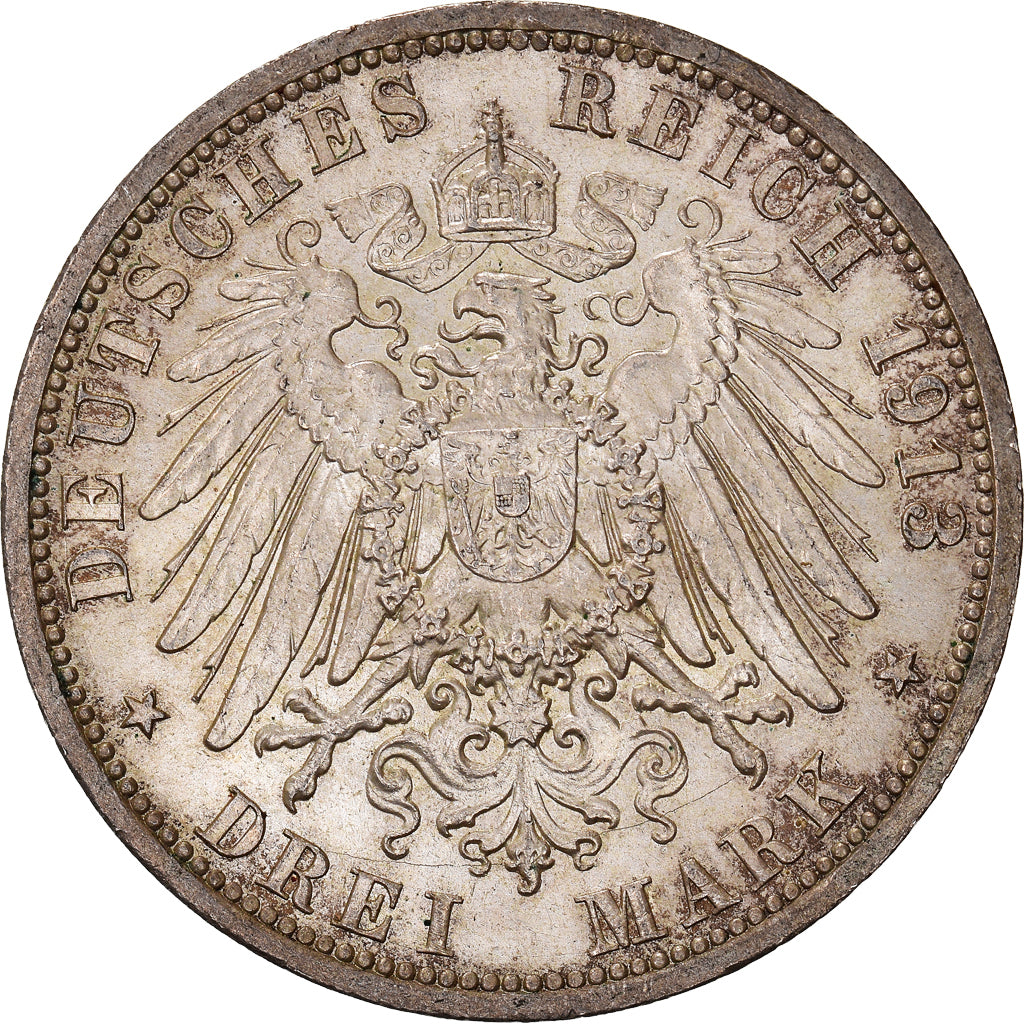 Moneta, Stati tedeschi, PRUSSIA, Wilhelm II, 3 Mark, 1913, Berlin, SPL-