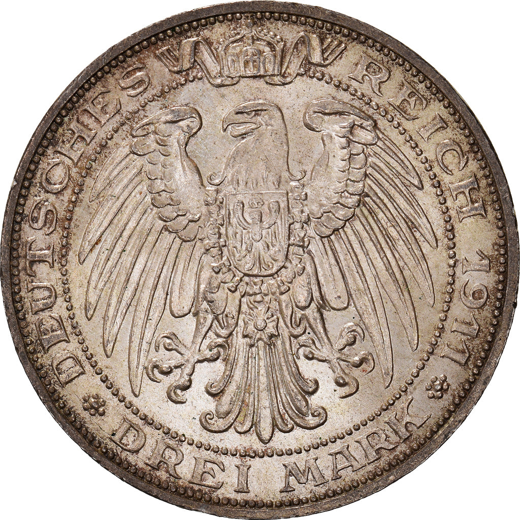 Moneta, Stati tedeschi, PRUSSIA, Wilhelm II, 3 Mark, 1911, Berlin, SPL, Argento