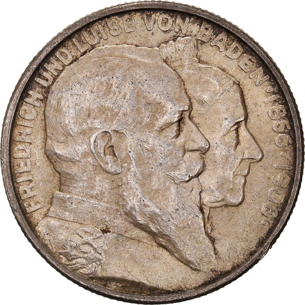 Moneta, Stati tedeschi, BADEN, Friedrich I, 2 Mark, 1906, BB, Argento, KM:276