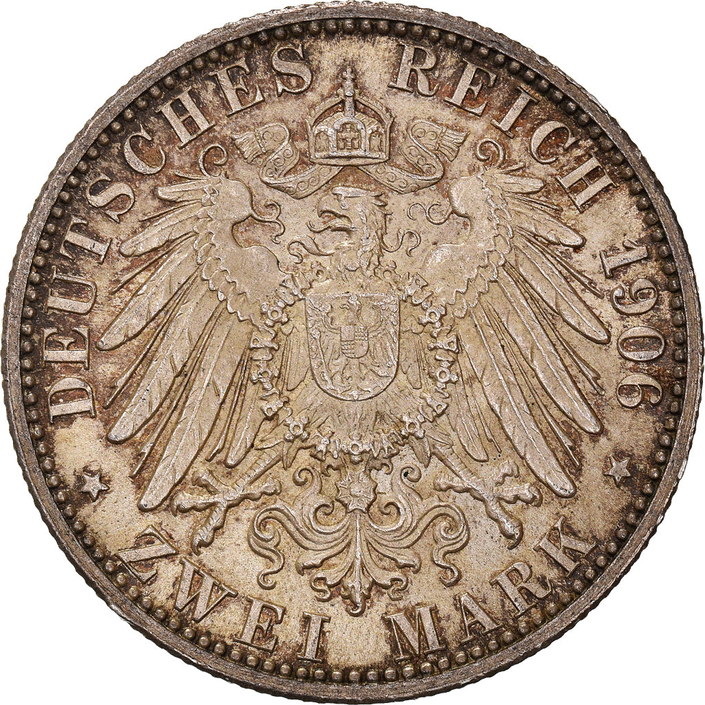 Moneta, Stati tedeschi, BADEN, Friedrich I, 2 Mark, 1906, BB, Argento, KM:276