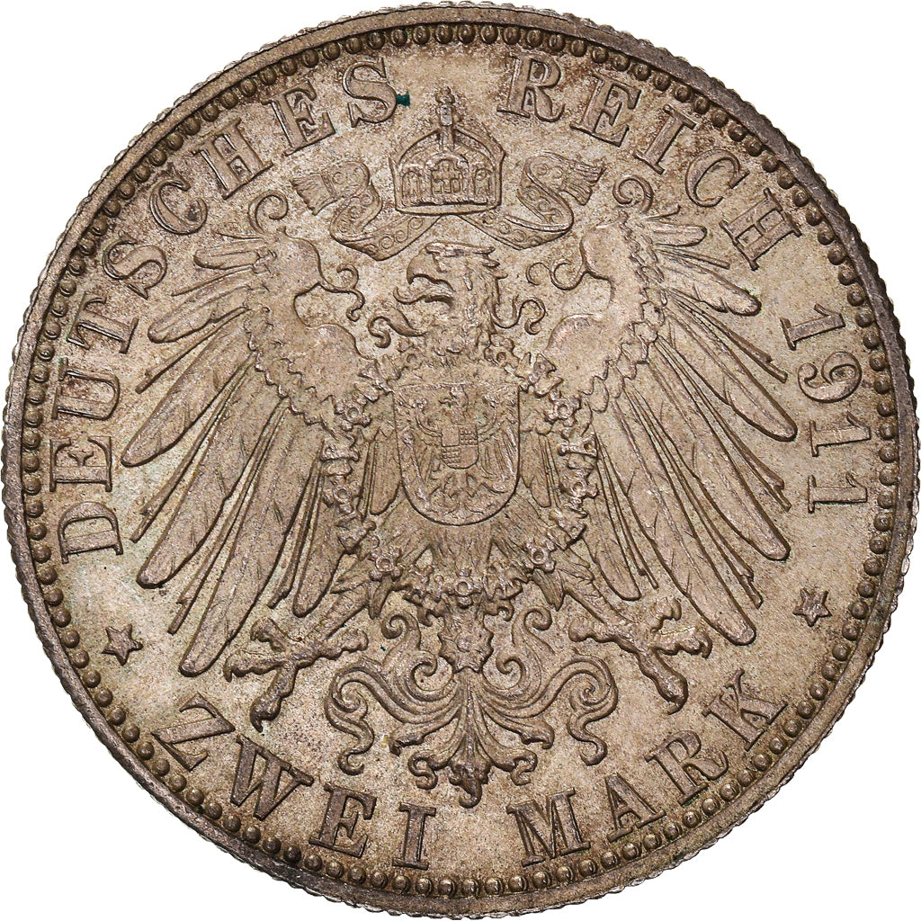Coin, German States, BAVARIA, Otto, 2 Mark, 1911, Munich, AU(55-58), Silver
