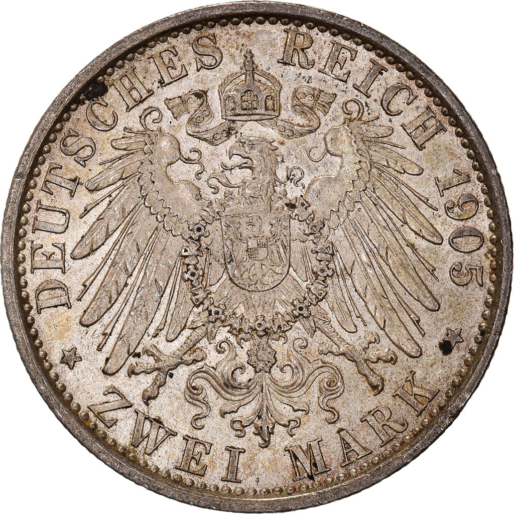 Coin, German States, SCHWARZBURG-SONDERSHAUSEN, Karl G, 2 Mark, 1905, AU(55-58)