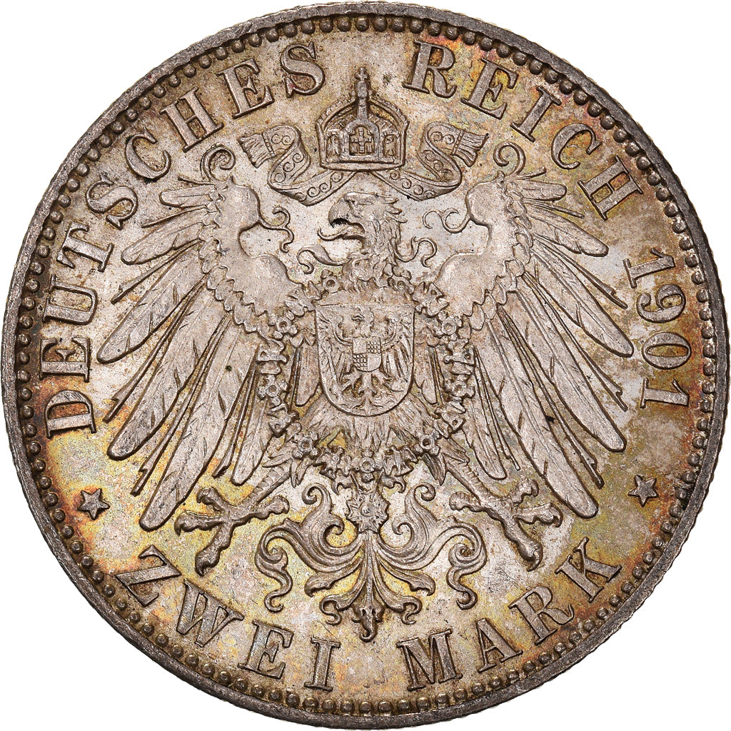 Coin, German States, PRUSSIA, Wilhelm II, 2 Mark, 1901, Berlin, MS(60-62)