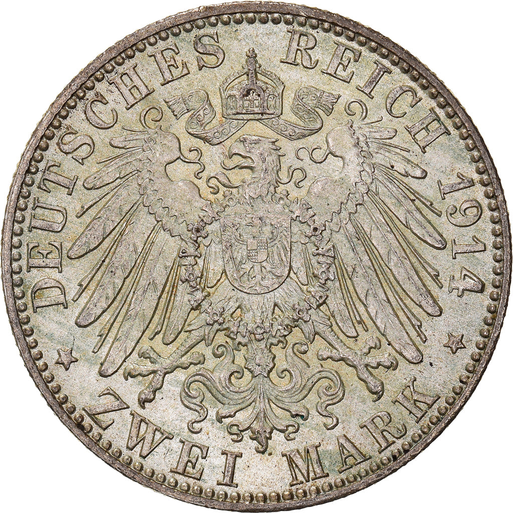Münze, Deutsch Staaten, BAVARIA, Ludwig III, 2 Mark, 1914, Munich, SS+, Silber
