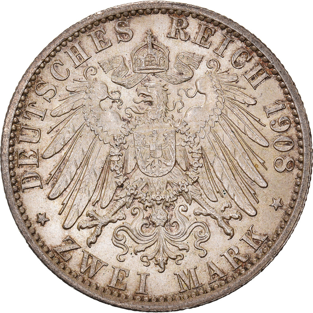 Münze, Deutsch Staaten, SAXE-WEIMAR-EISENACH, Wilhelm Ernst, 2 Mark, 1908